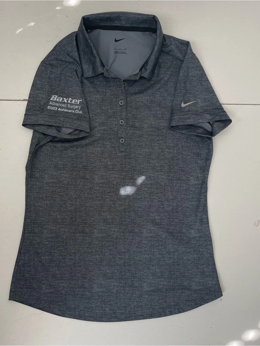 NEW Nike Golf Womens Dri-Fit Crosshatch Polo Shirt Gray Size S READ